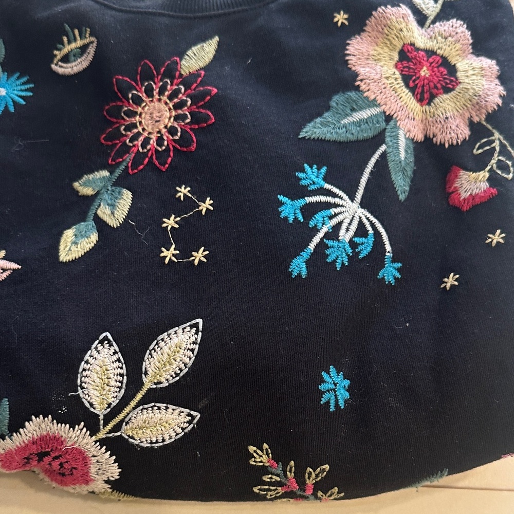 Johnny Was Black Sweater with Floral Embroidery